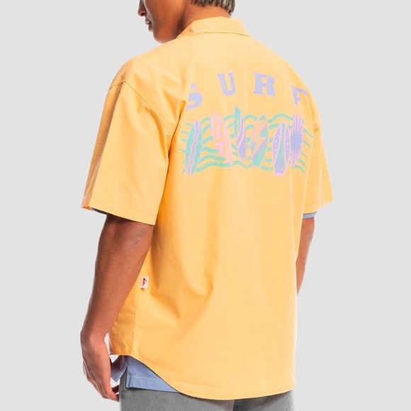 NWT QUIKSILVER X STRANGER THINGS THE MIKE SHORT SLEEVE SHIRT MOCK ORANGE Size L - Picture 2 of 16